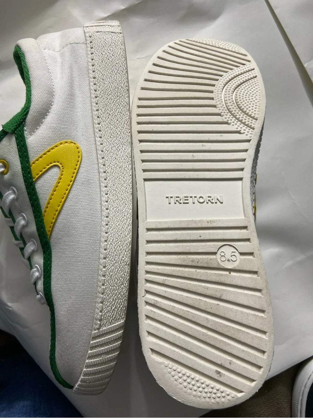 J.Crew x Tretorn Green, White & Yellow Canvas Sneakers – Size 8.5